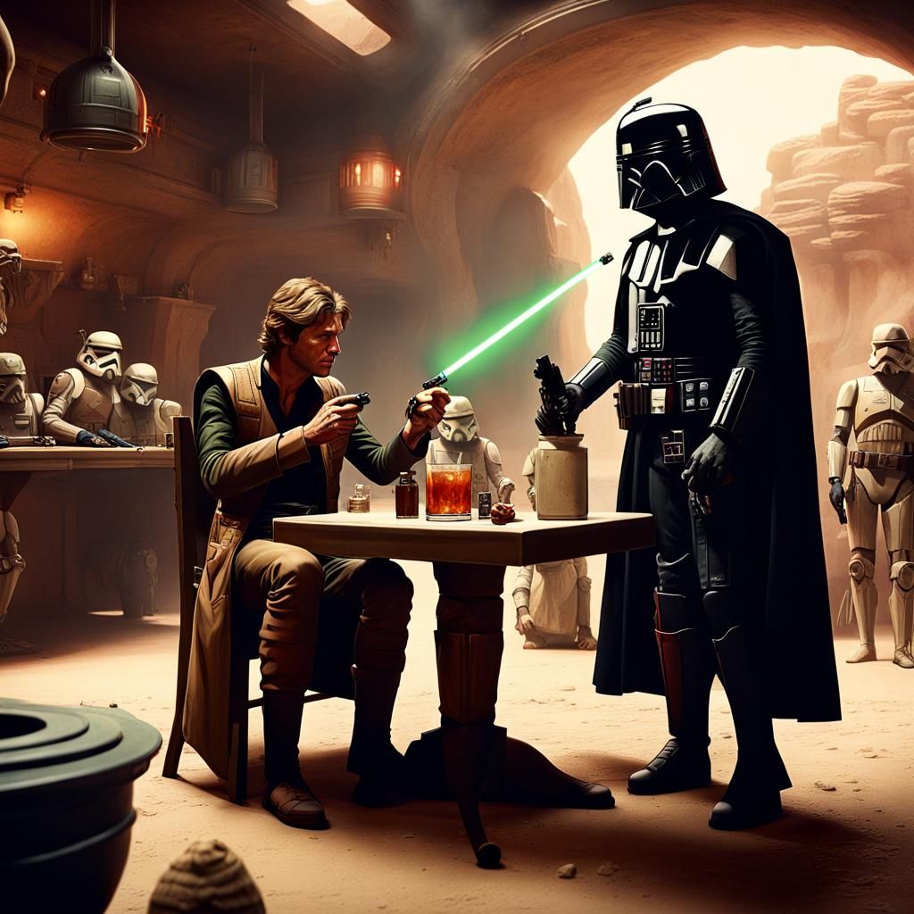 Han Solo's Cantina Chaos: A Star Wars Scene