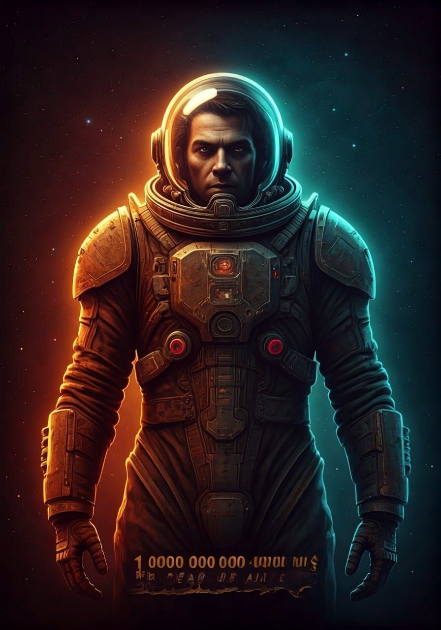 Interstellar Fugitive Wanted Poster in Gritty Sci-Fi Style