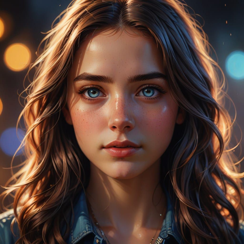 Portrait of a Girl with Flowing Hair