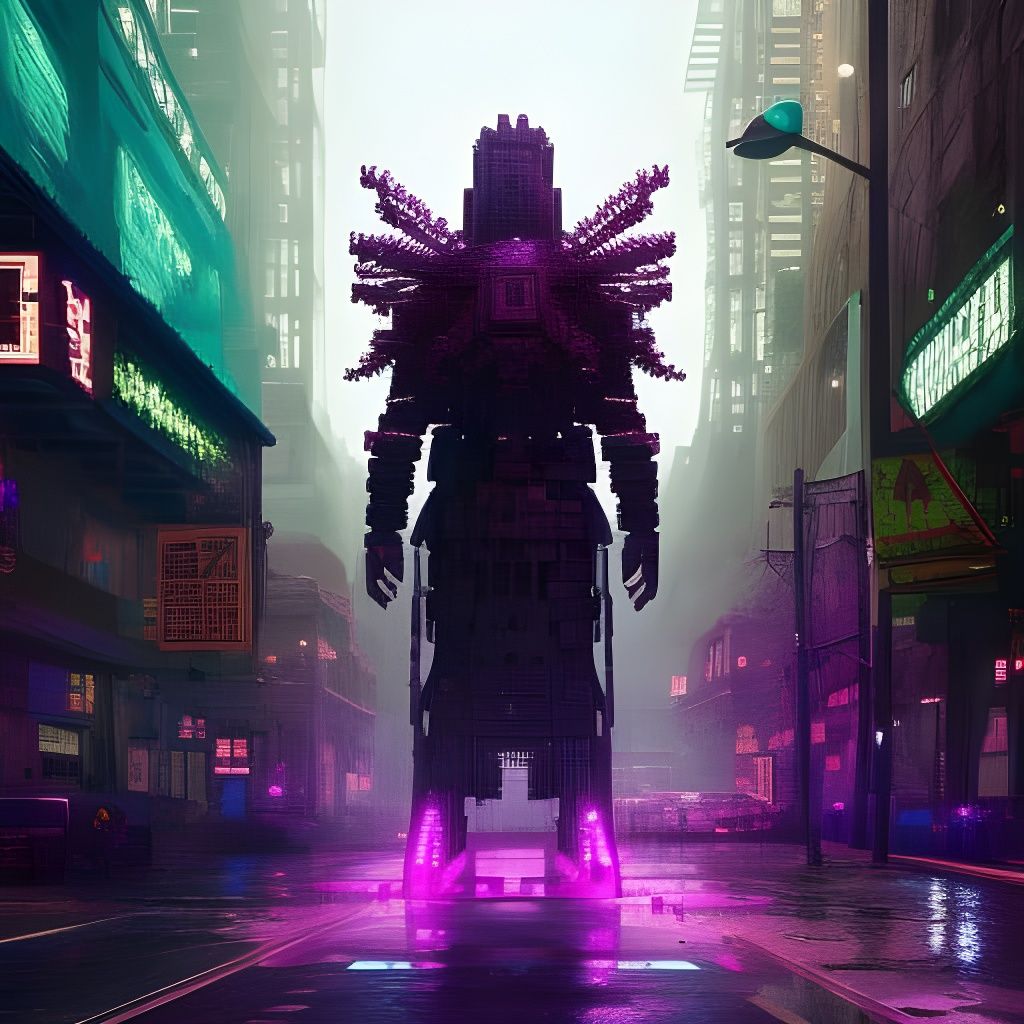 Pixel-Punk Minecraft Wither Figure Portrait