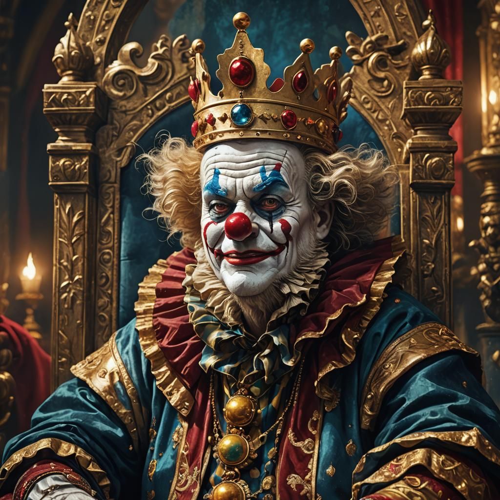 Golden Crowned Clown King: Fantasy Portrait