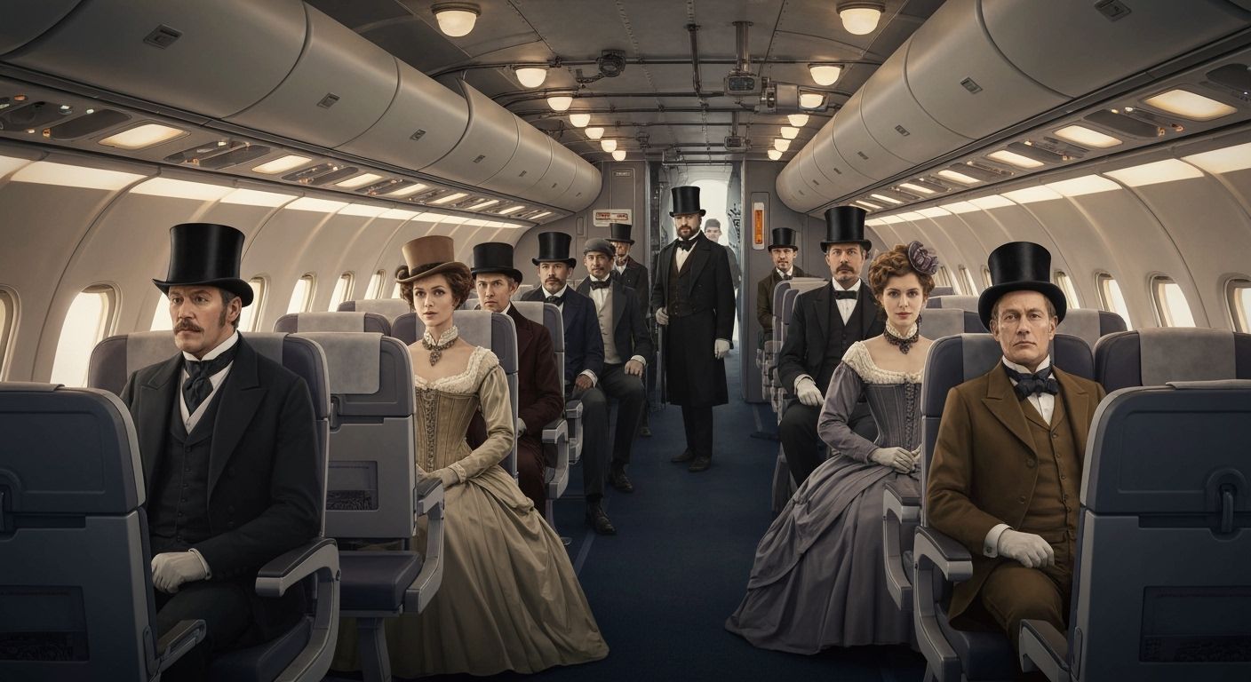 Victorians in Flight: A Syd Mead-Inspired Scene