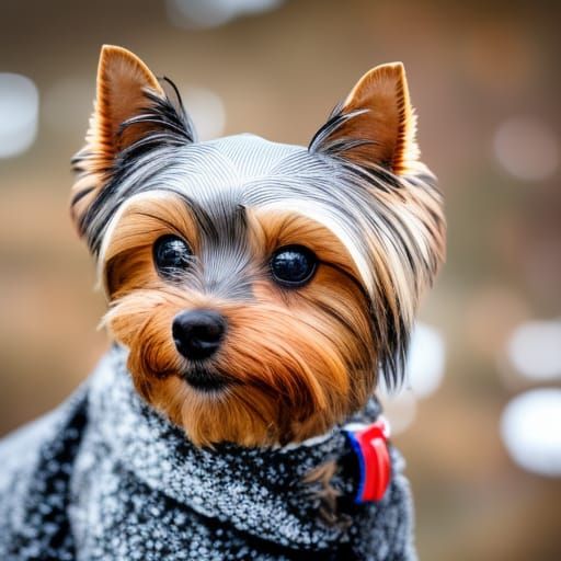Yorkie Portrait in Winter Sunlight