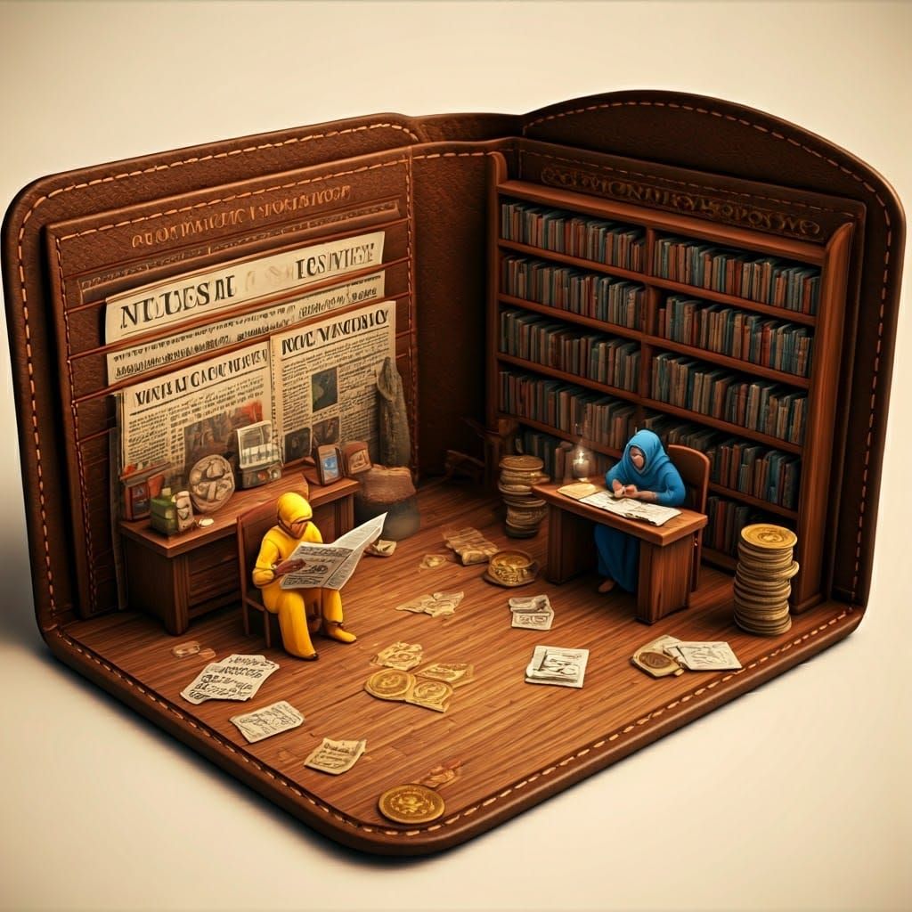 Whimsical Wallet Shop Scene in Fantasy Concept Art Style