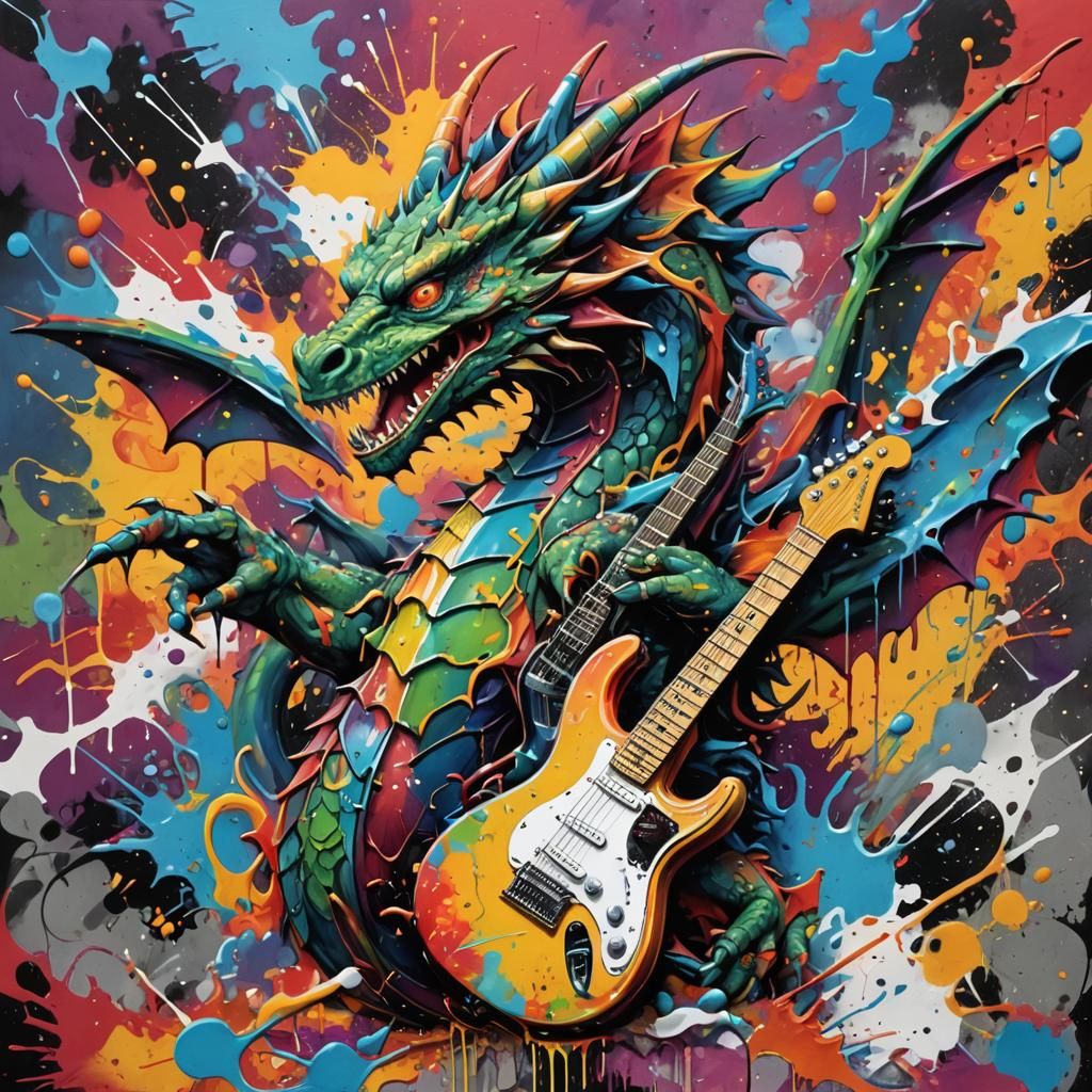 Hyperrealistic Dragon's Musical Dream in Vibrant Colors