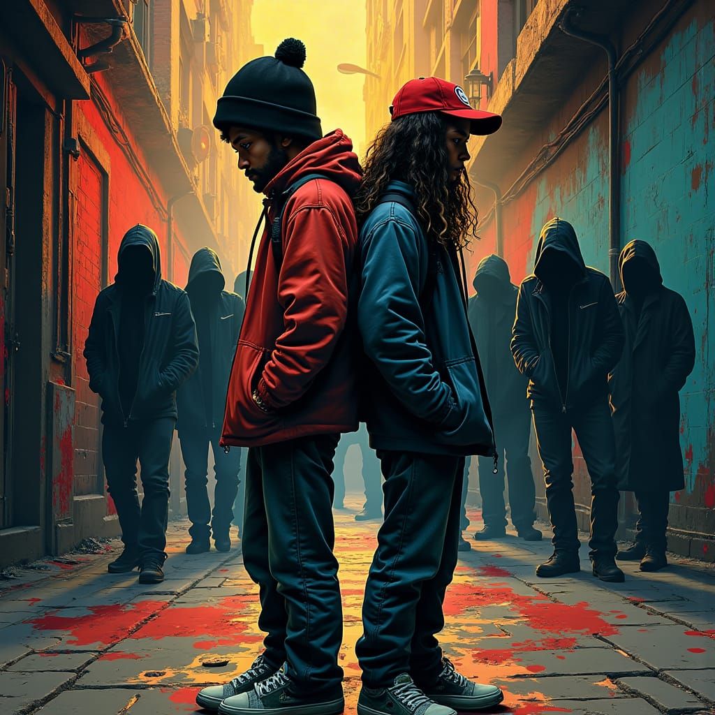 Tension in Dark Alley: Graffiti Street Art