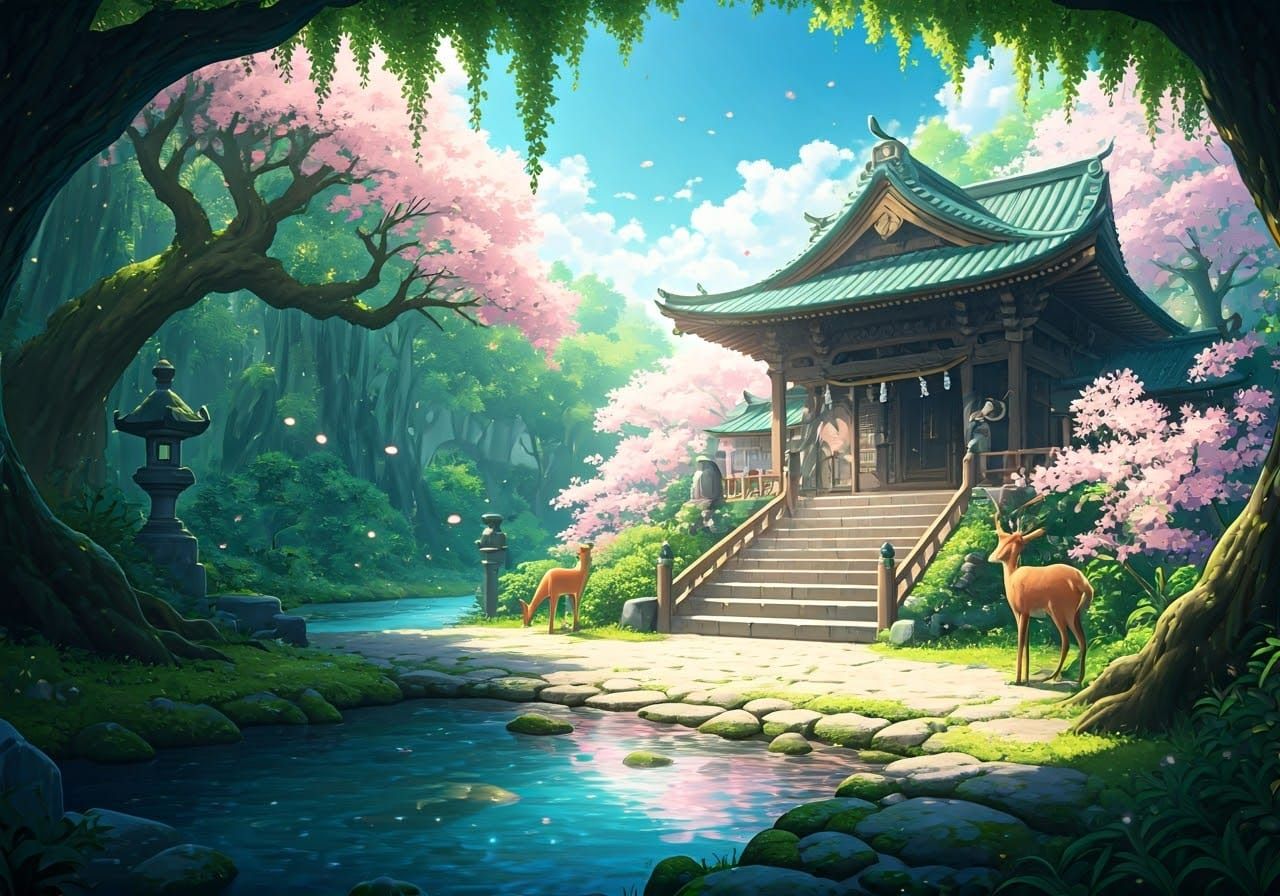Japanese shrine: Deers
