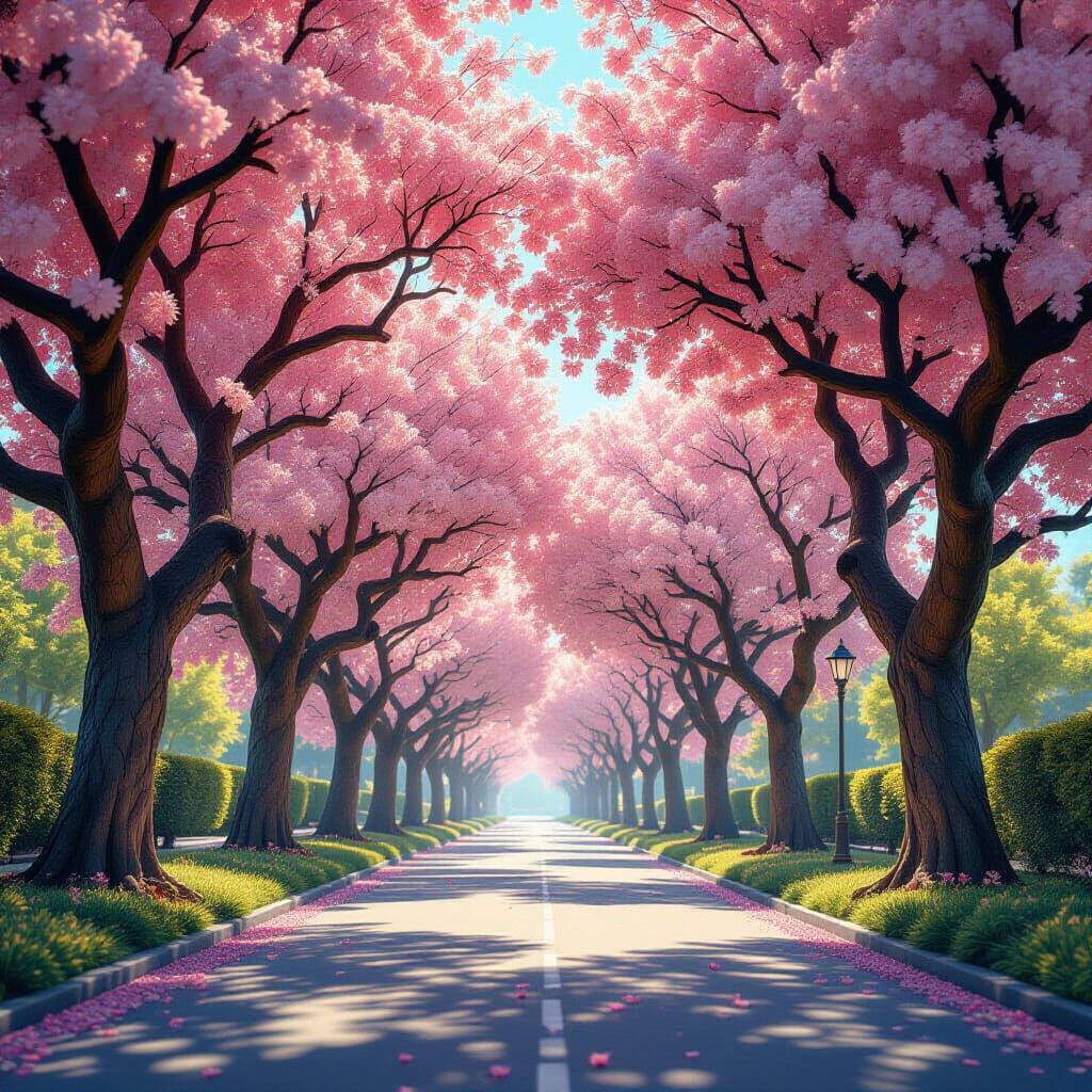 Almond Tree Canopy Arching Over Sky