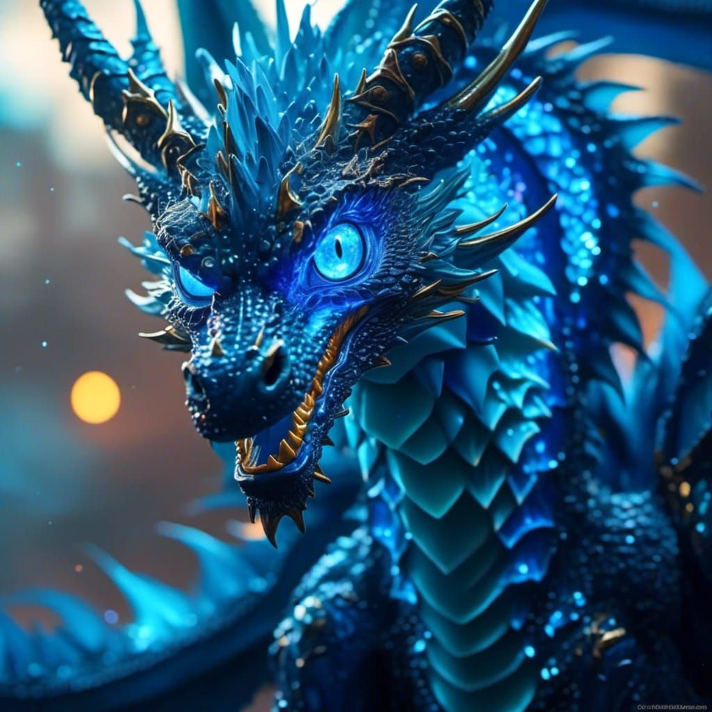 Bioluminescent Dragon Portrait in Anime Style
