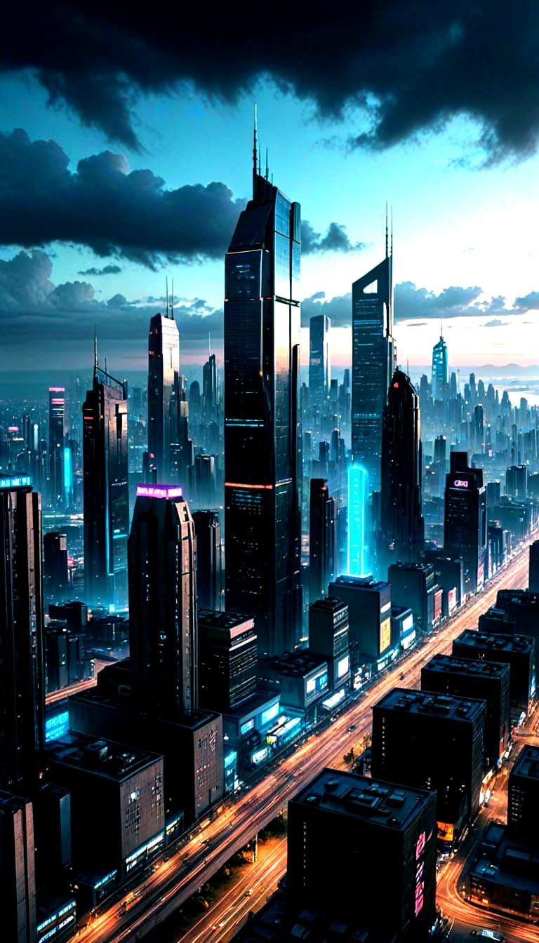 Cyberpunk Cityscape with Neon Lights