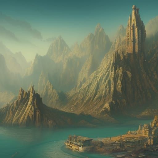 Fantastical 1950s Matte Painting in Deep Color