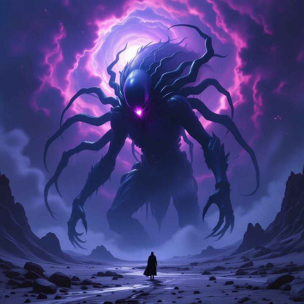 Cosmic Entity Emerges from Nebula in Biomechanical Horror St...