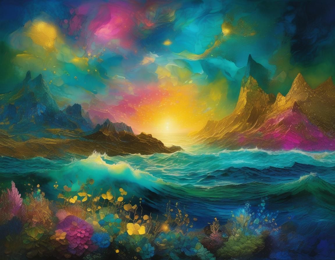 Iridescent Ocean Treasures in Gold and Sapphire