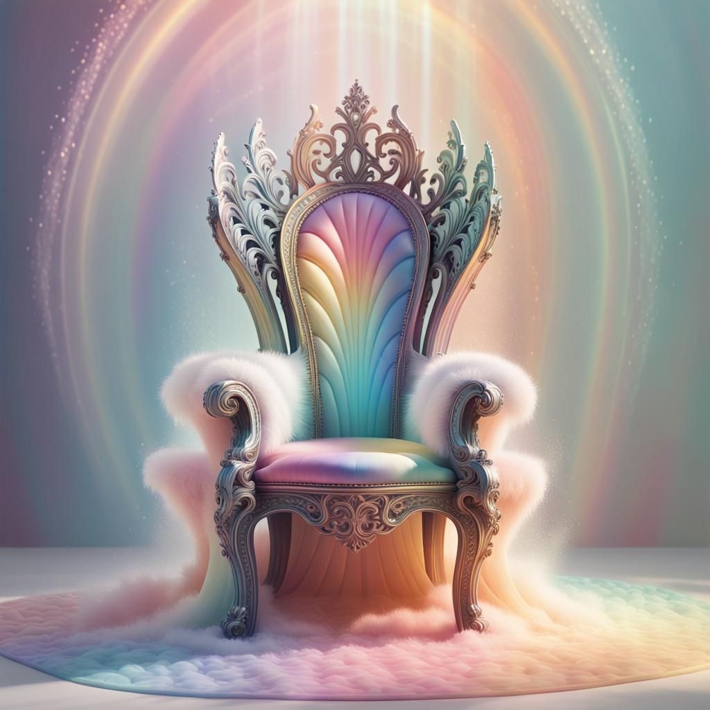 Rainbow Throne in Surrealist Oil Painting Style