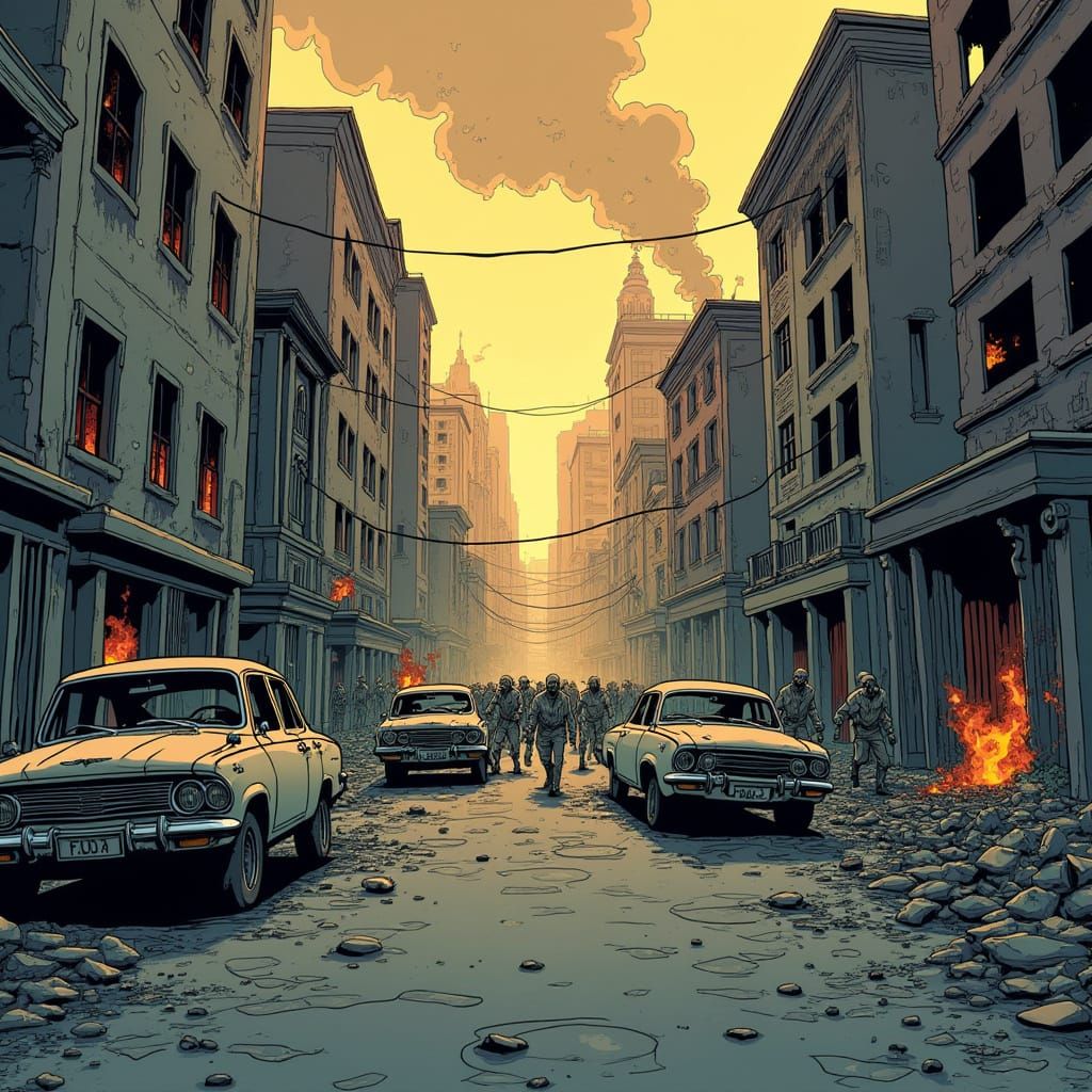 Zombie Apocalypse: Gritty Cartoon City in Chaos