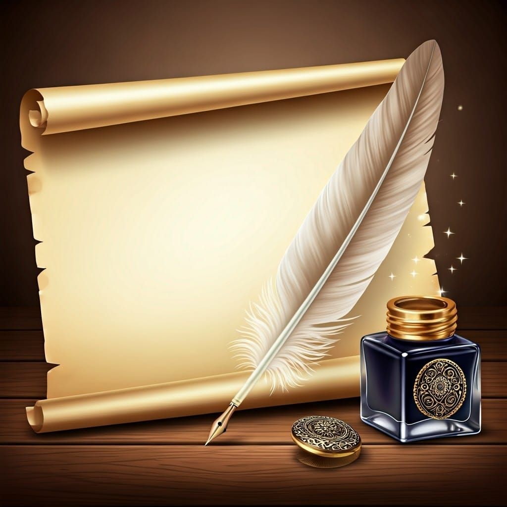 Antique Letter and Quill in Elegant Parchment