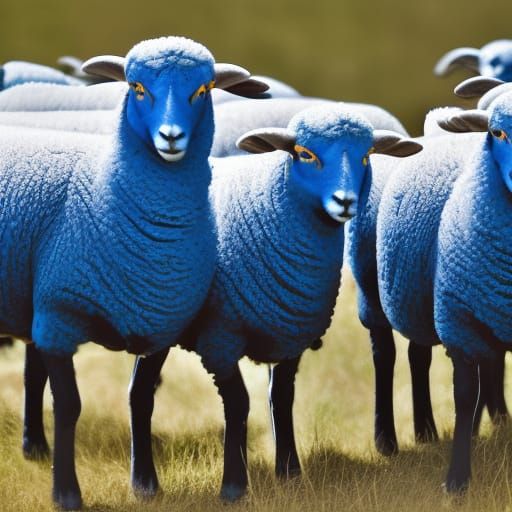 Flock of Blue Sheep Digital Rendering