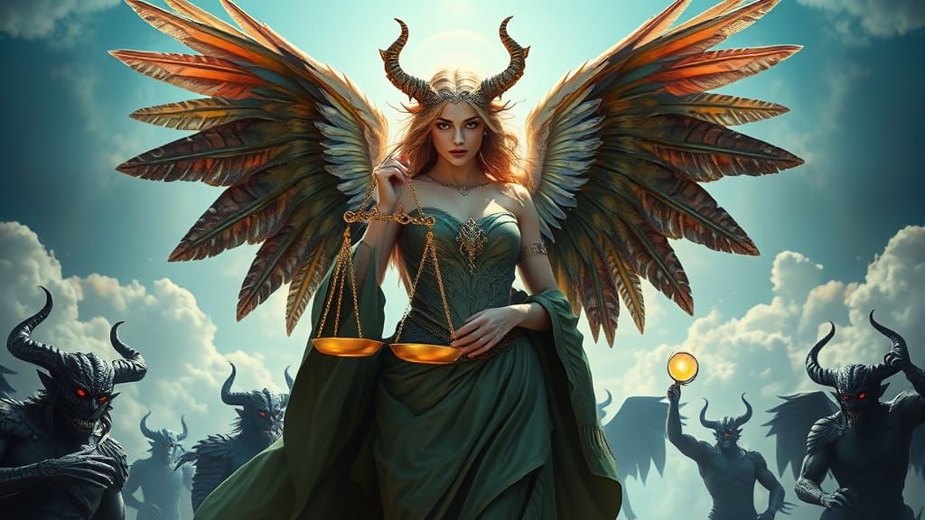 Angel Demon Goddess Soars with Divine Powers