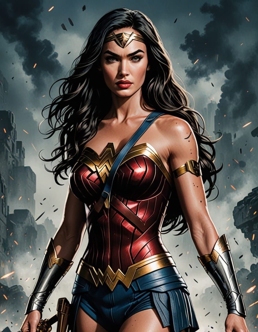Megan Fox as Wonder Woman in Comics Book Style