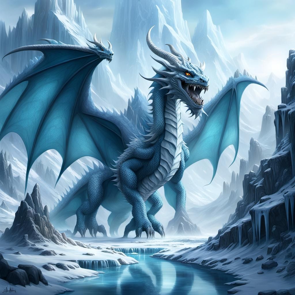 Iced Western Dragon in Mystical Landscape