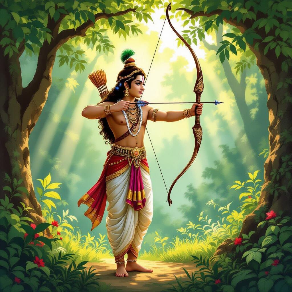 Young Prince Rama in Forest Clearing