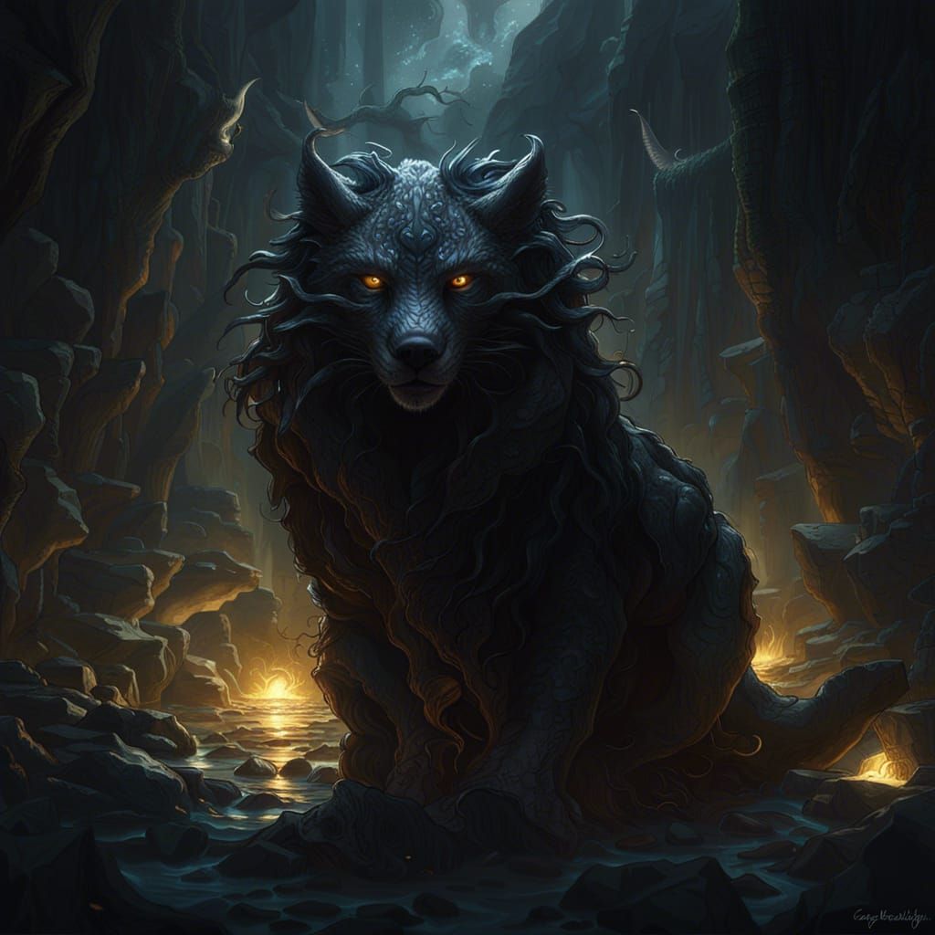 Dark Fantasy Hound, Hyperdetailed Concept Art