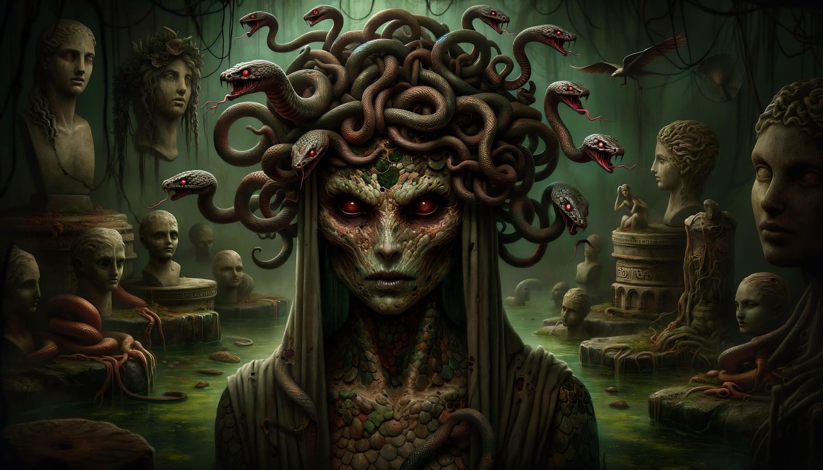 Epic Dark Fantasy Medusa Digital Art