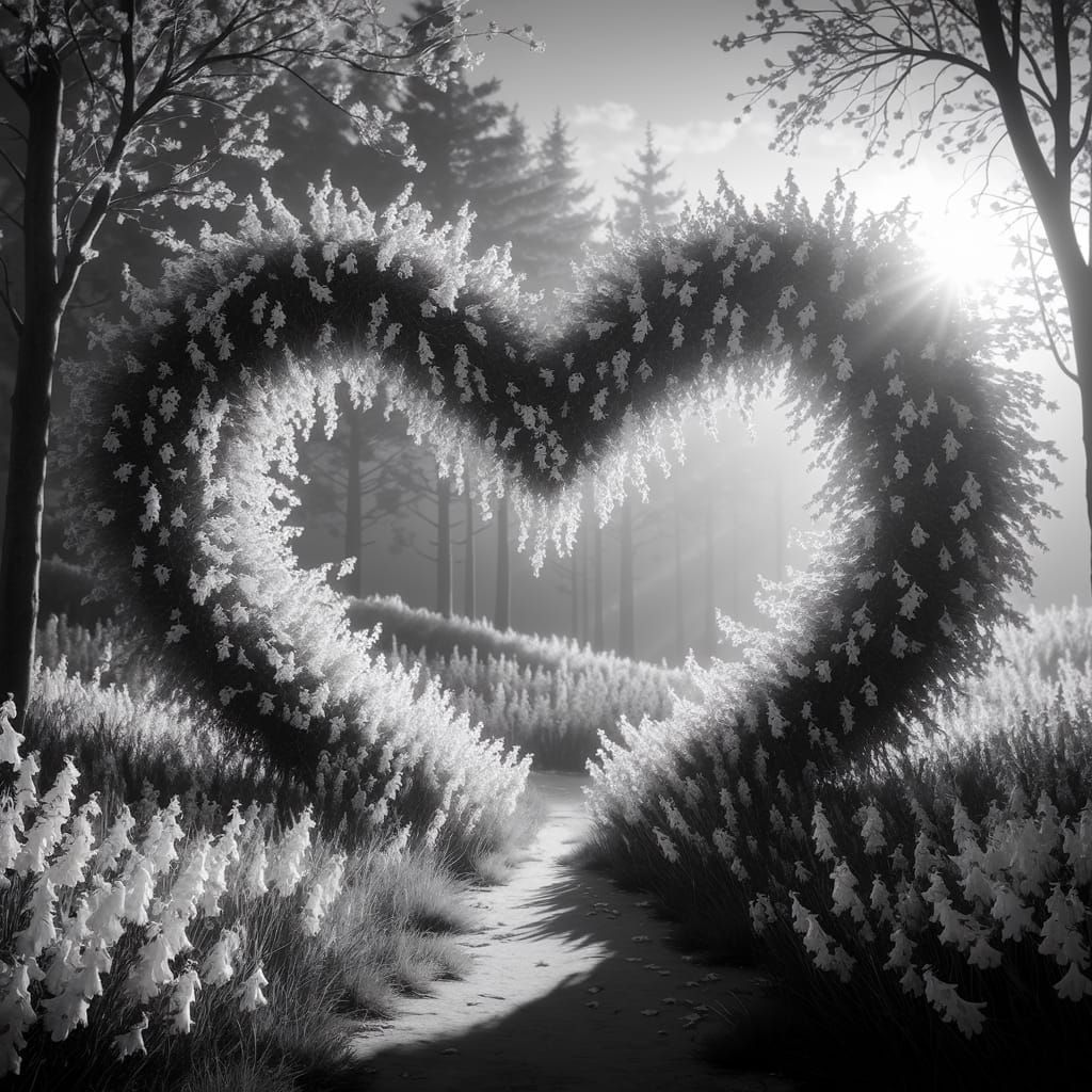Surreal Forest Bloom in Monochromatic Masterpiece