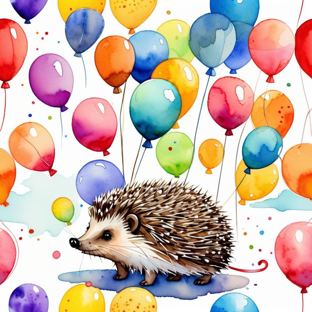 Hedgehog's Balloon Mishap: A Whimsical Cartoon Adventure
