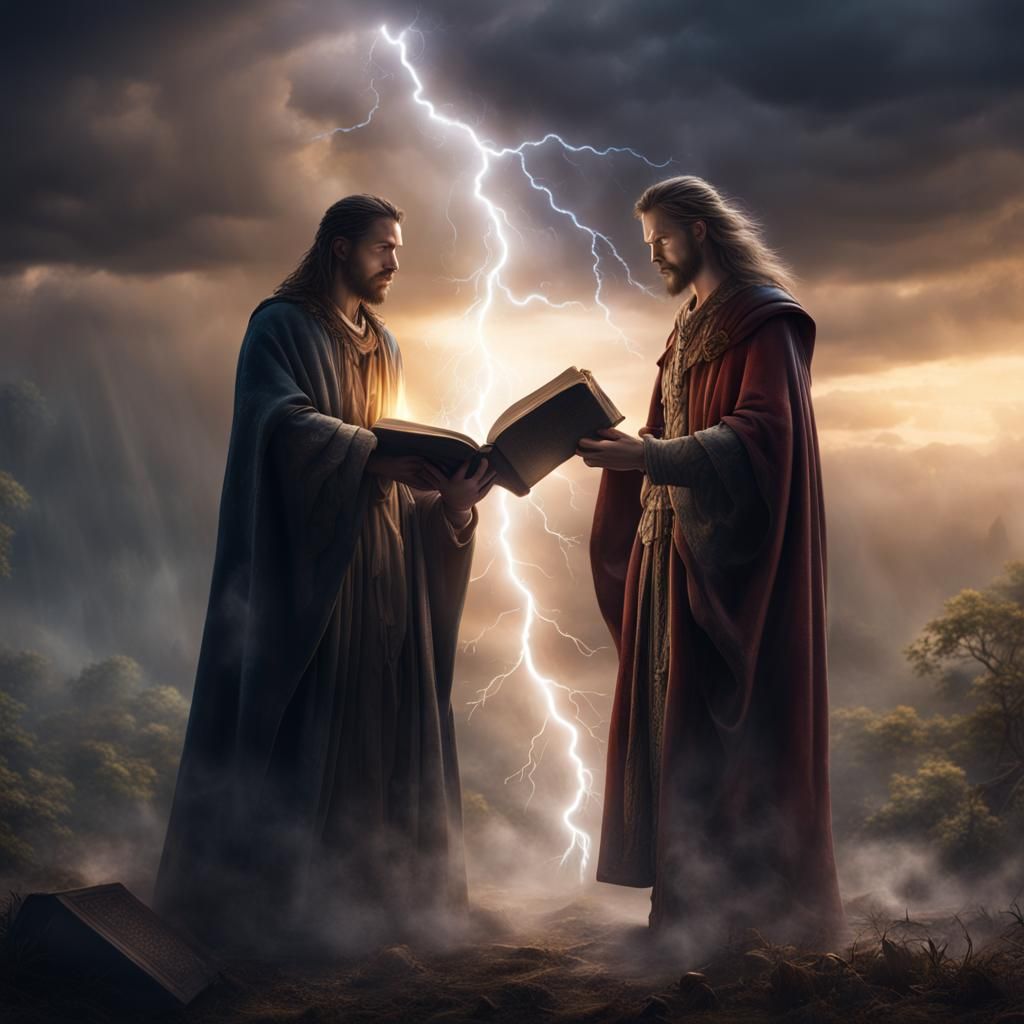 Biblical Characters Emerge from Book in a Matte Painting