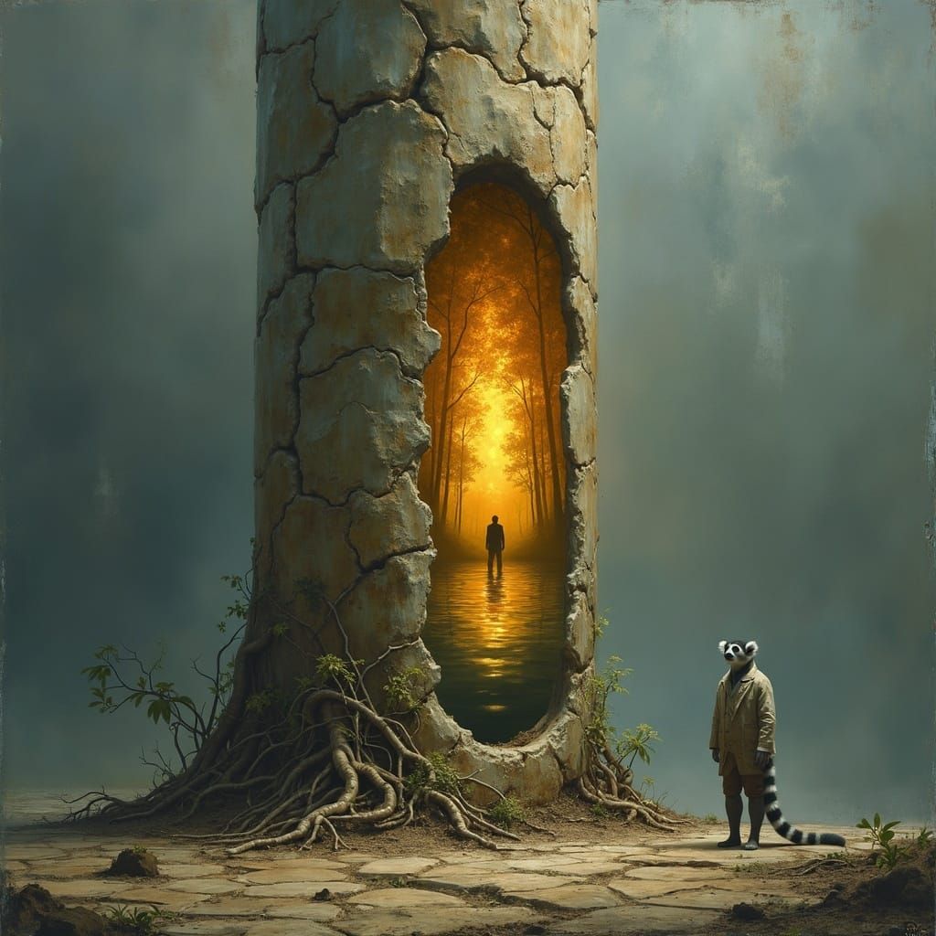 Surreal Fossil Structure with Inner Worlds and Lemur Scienti...