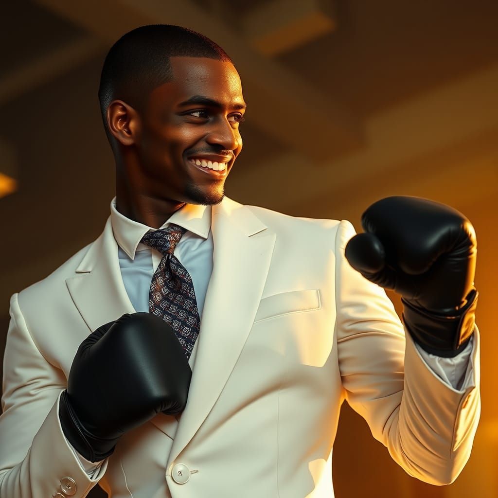 Boxer in White Suit, Hollywood Glamour