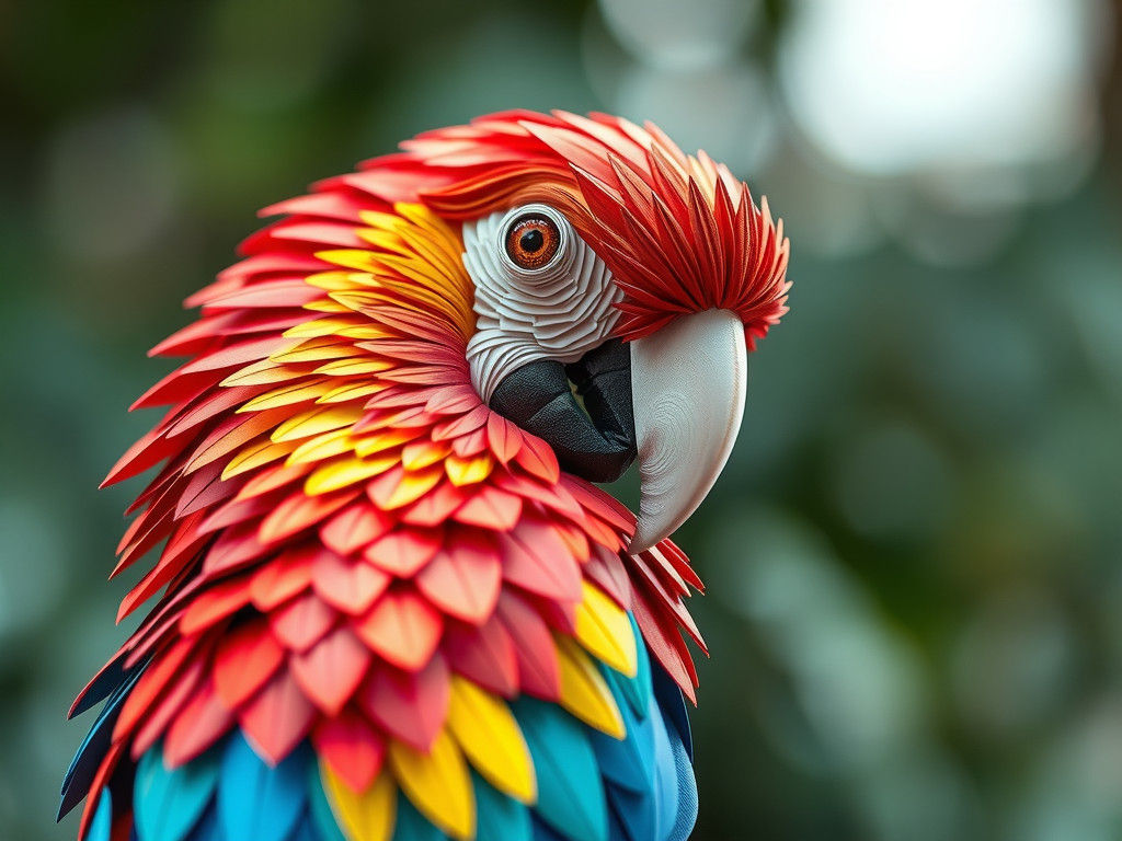 Origami Cockatoo Macaw in Vibrant Colors