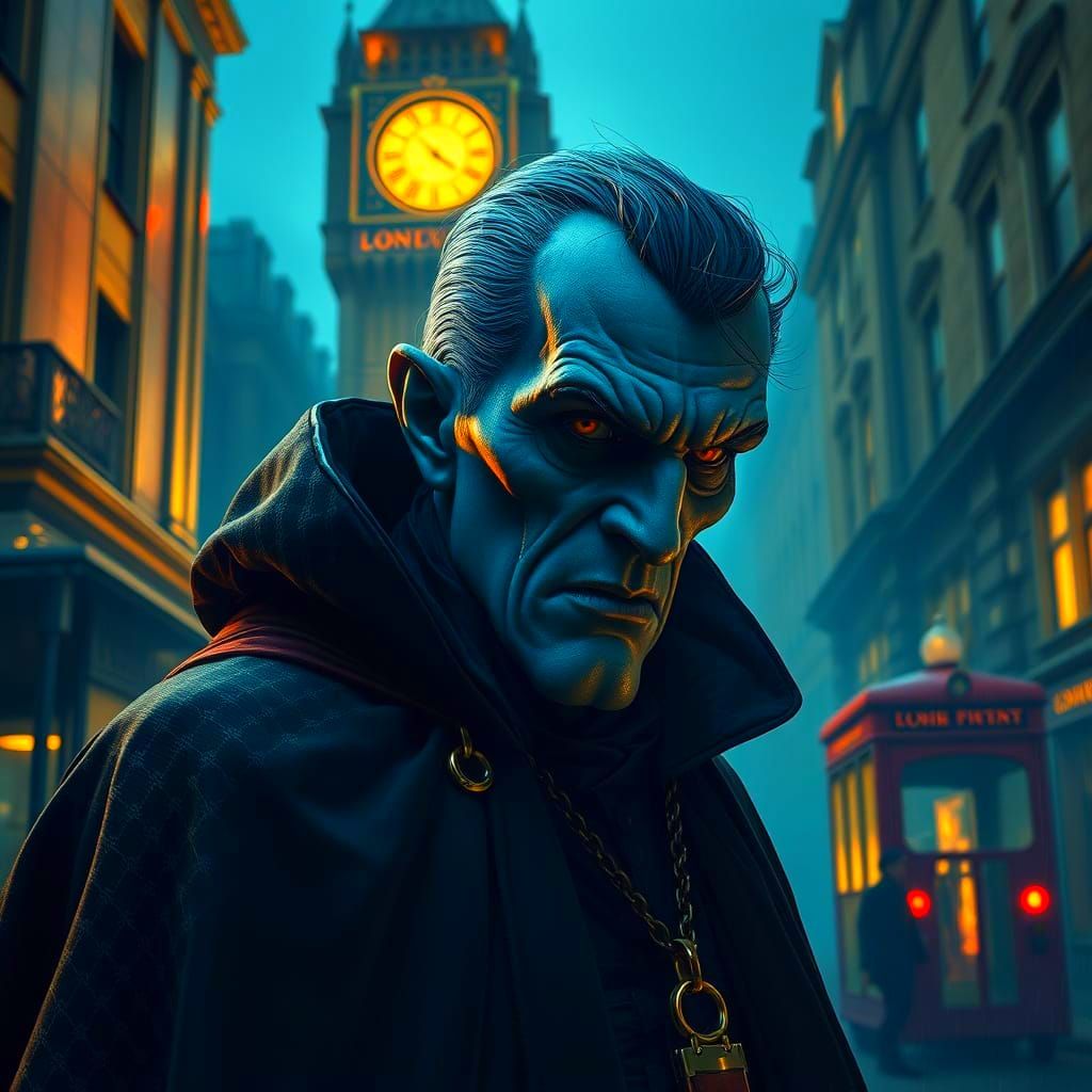 Vampire in Victorian London: Hyperrealistic Concept Art