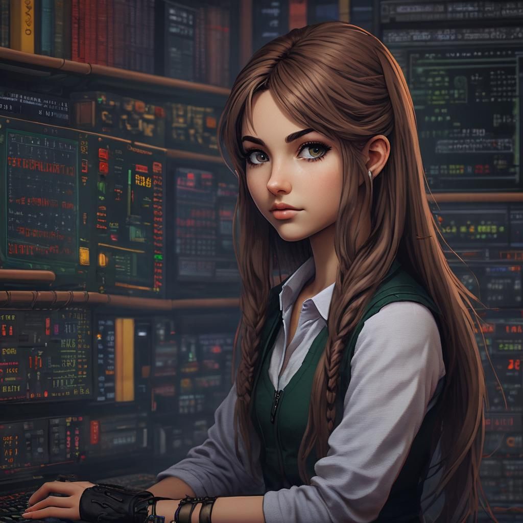 Math Girl in 16-bit Pixel Art Style