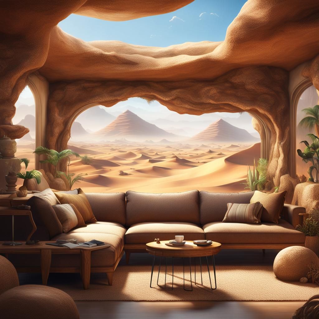 Cozy Den with Desert Terrarium: Fantasy Concept Art
