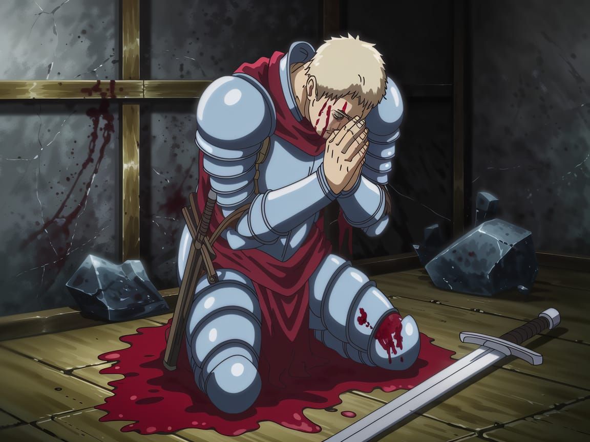 Battle-Scarred Knight in Prayer