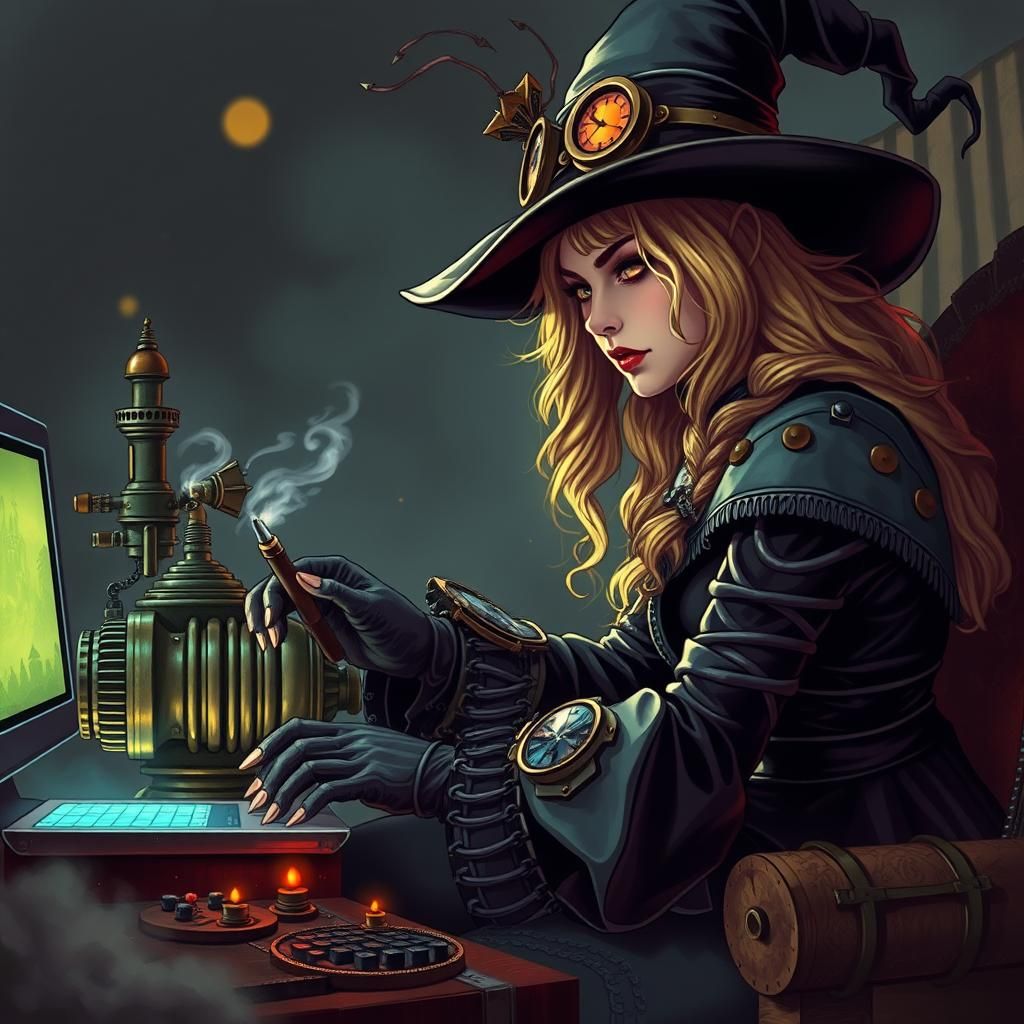 Gothic Steampunk Witch Gaming