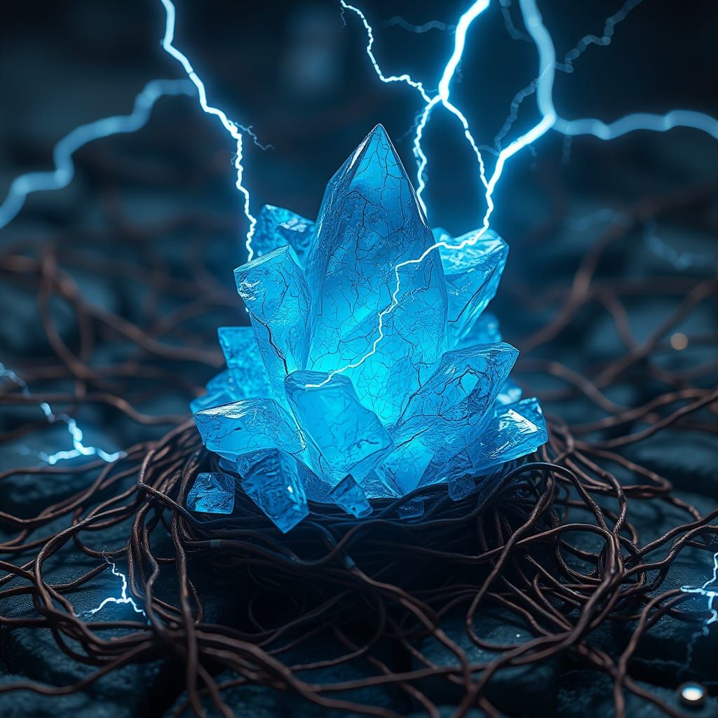 Iridescent Crystal with Electric Arcs, Matte Painting