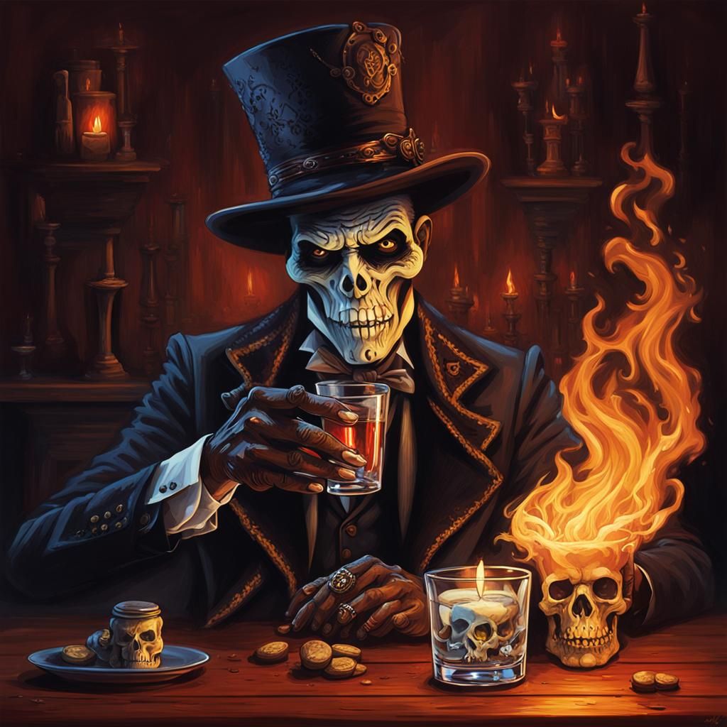 Baron Samedi and His Glass of Fire