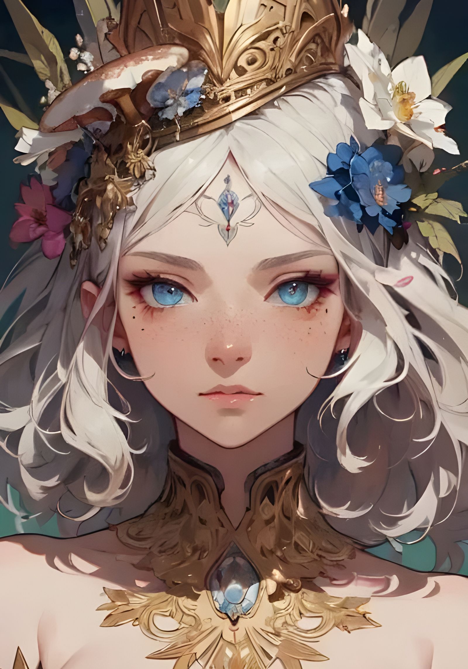 Ornate Mushroom Goddess in Nouveau Style