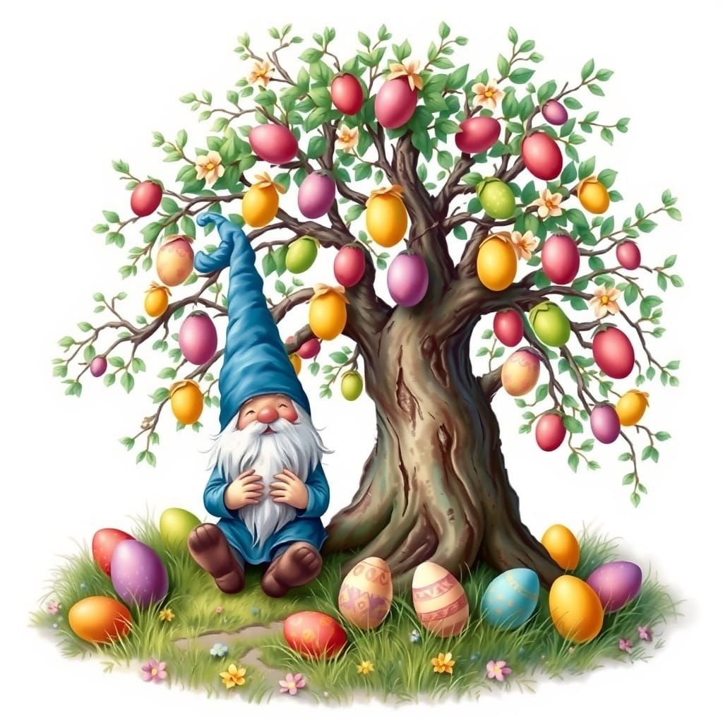 Whimsical Easter Scene in Rodney Matthews Style