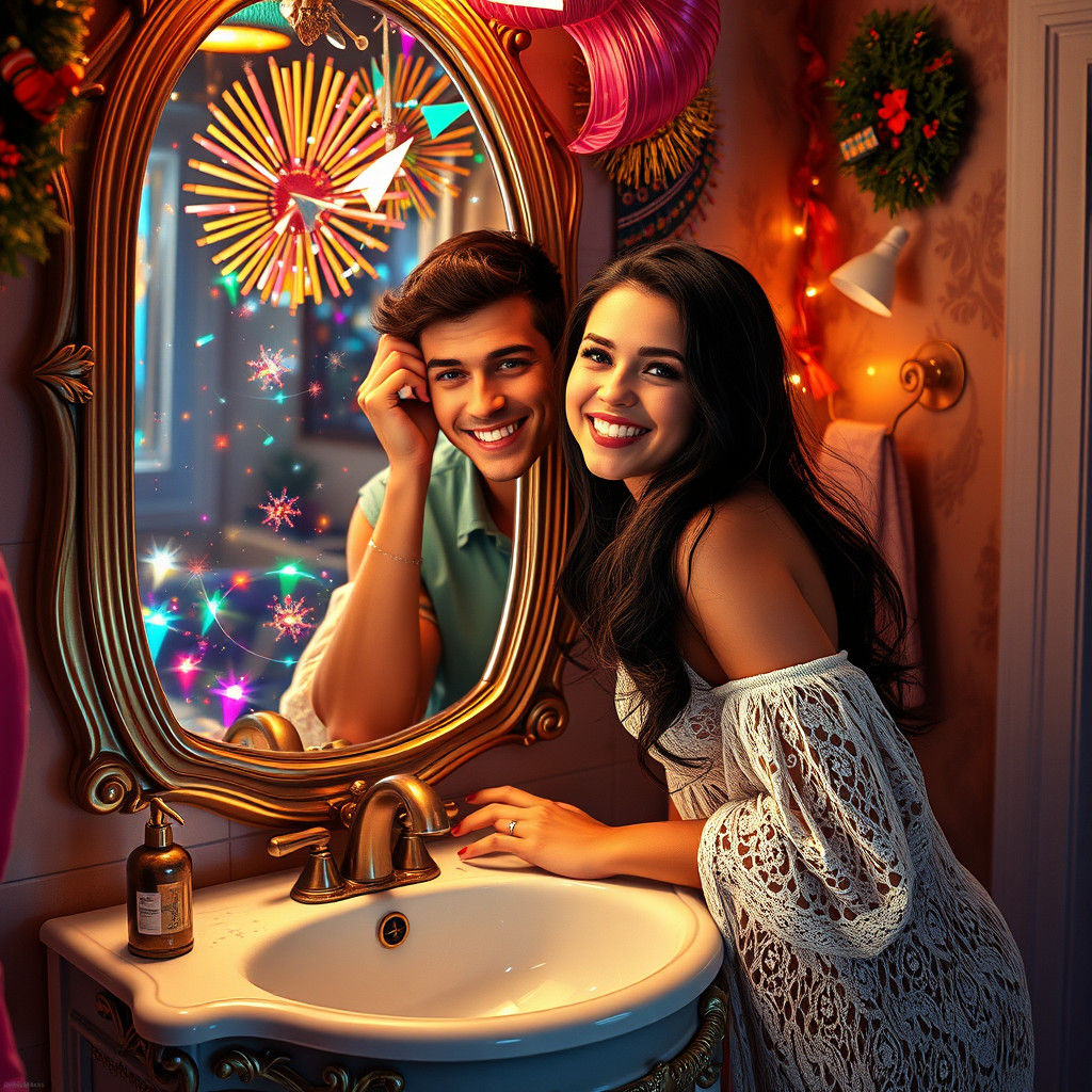 Festive Couple Portrait in Photorealistic Style