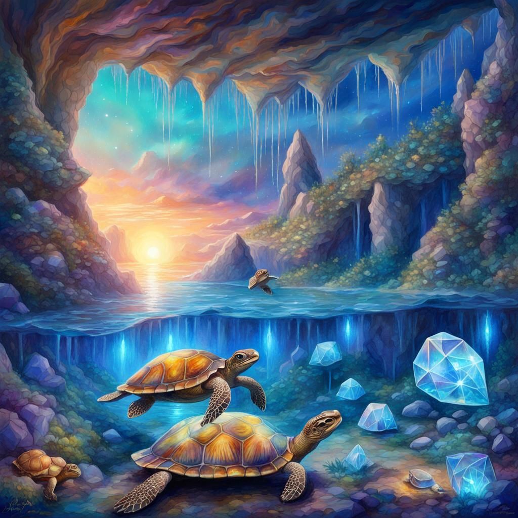 Sapphire Mine Holographic Illustration by Pablo Amaringo