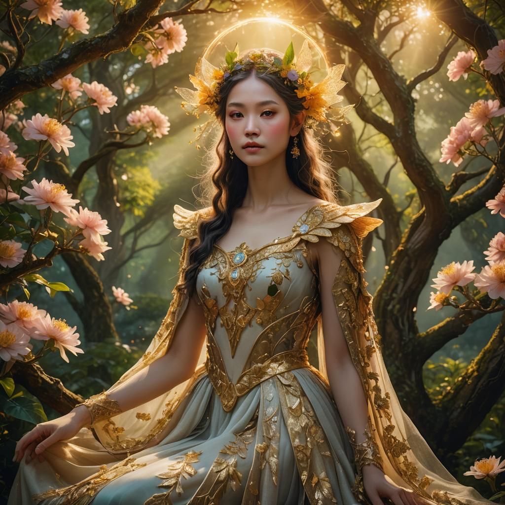 Fantasy Fairy Portrait in Soft Golden Light
