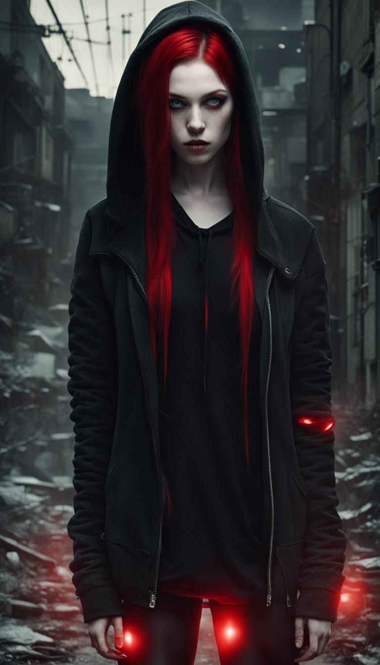 Ravishing Goth Woman in Post-Apocalyptic Overgrown City