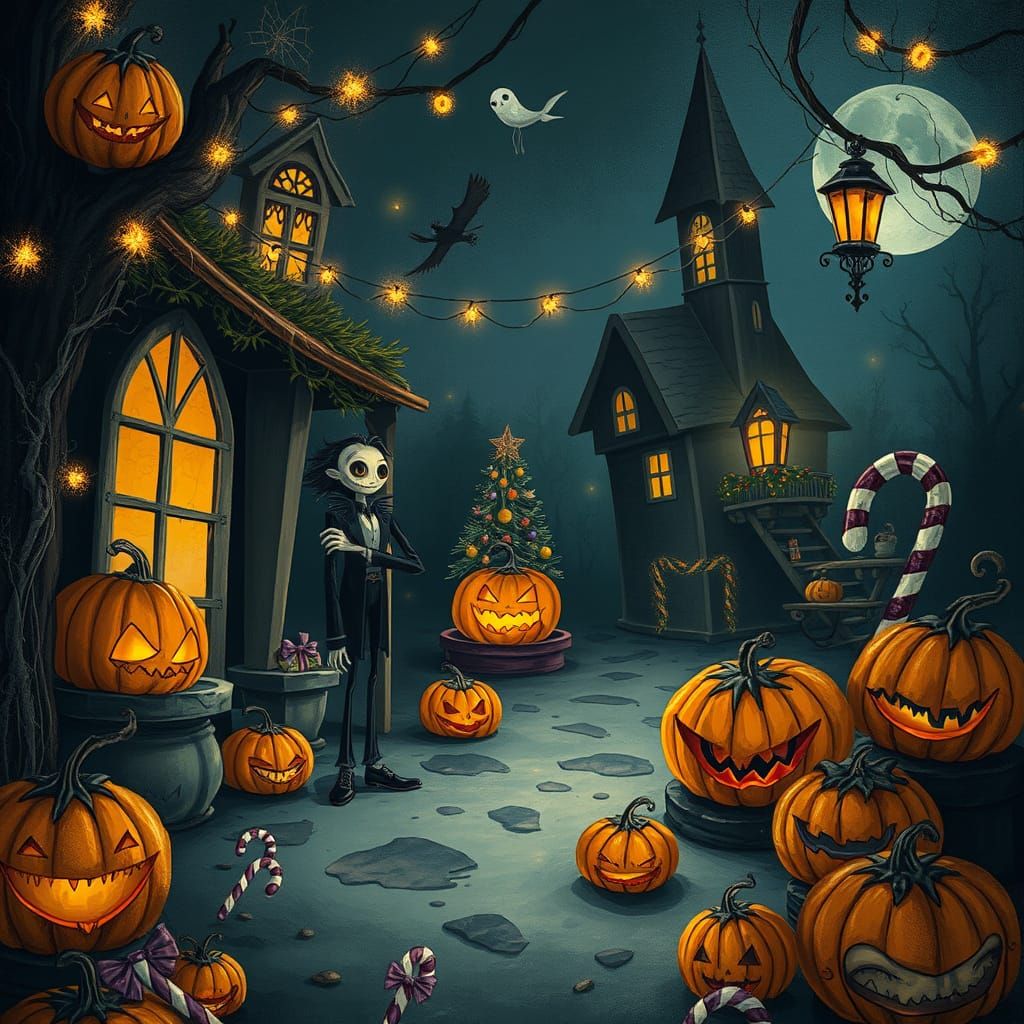 Halloween Meets Christmas in Tim Burton Style