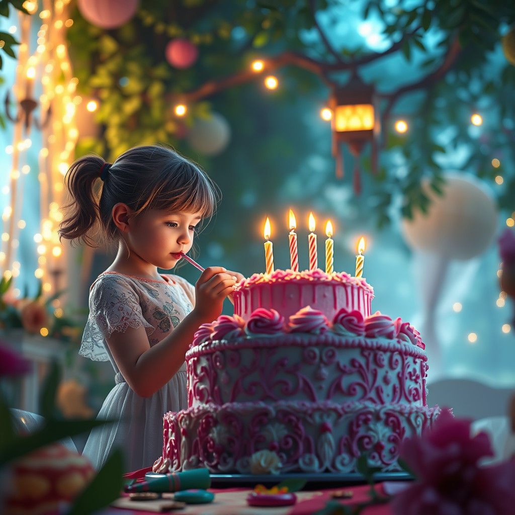 Dreamlike Birthday Party in Mystical Realism Style