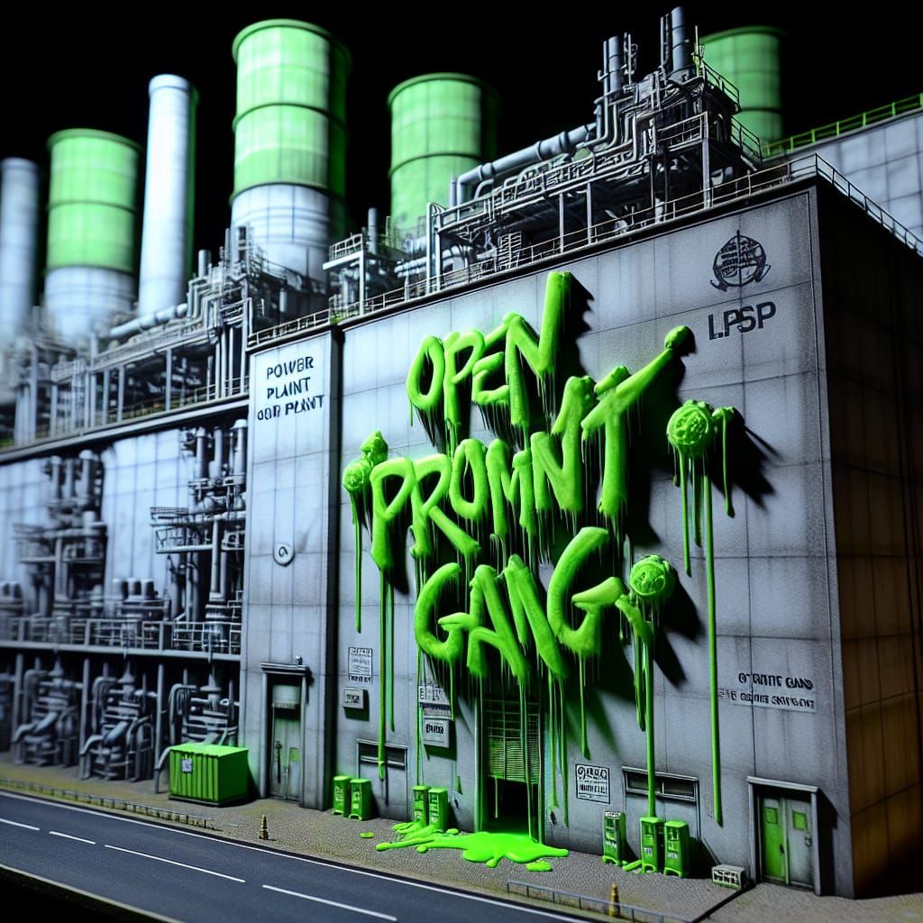 Power Plant Graffiti in Toxic Green Slime