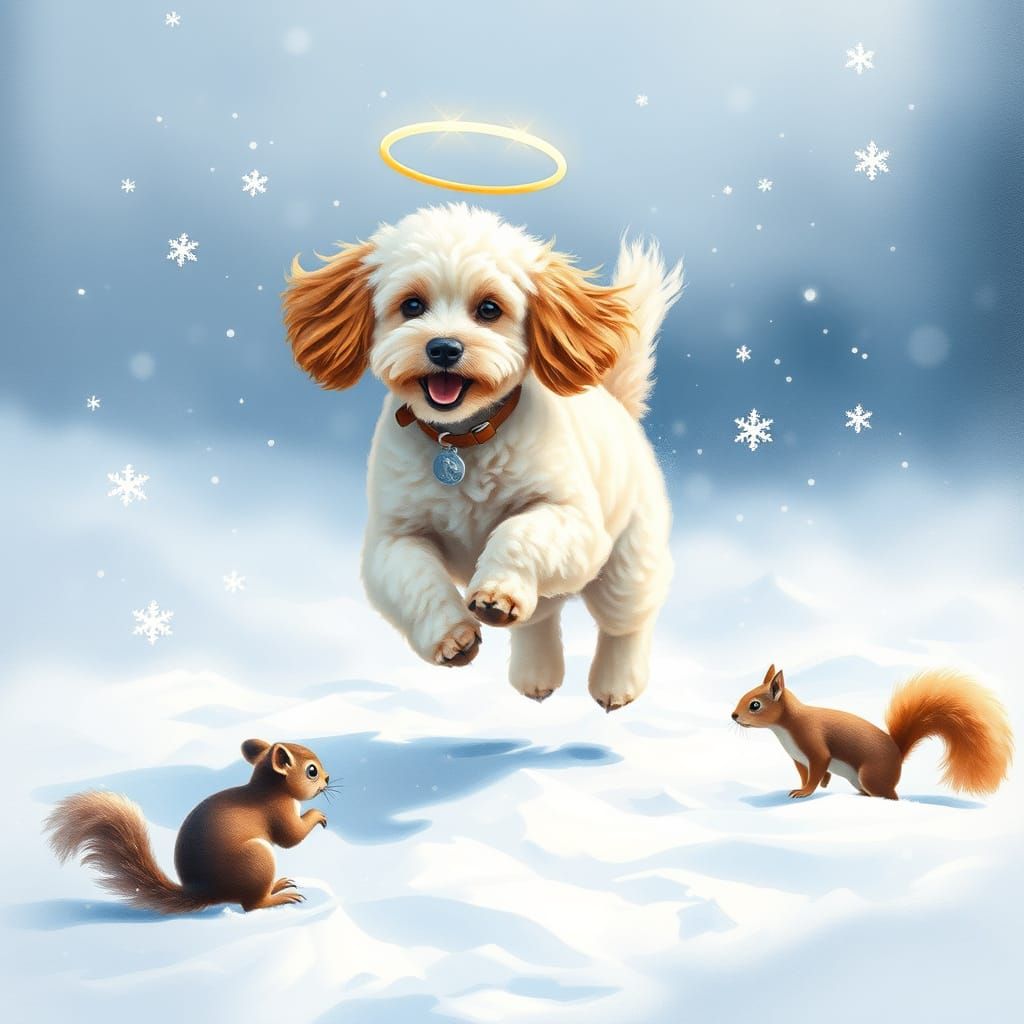 Miniature Poodle in Whimsical Winter Wonderland